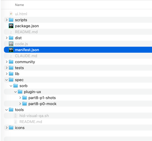 The file picker with manifest.json selected inside the unzipped Sorb plugin folder